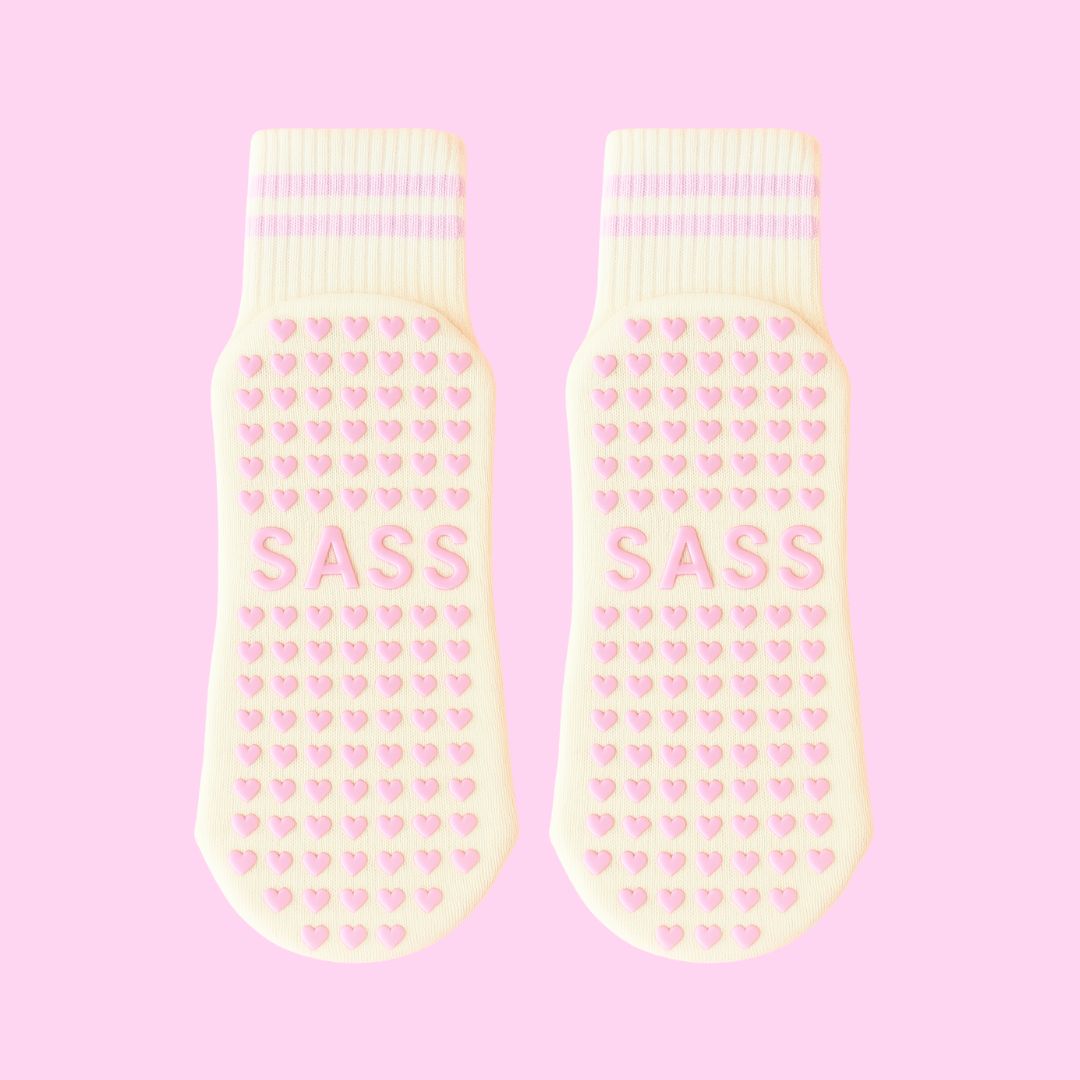 Pilates Sock – Cream & Pink