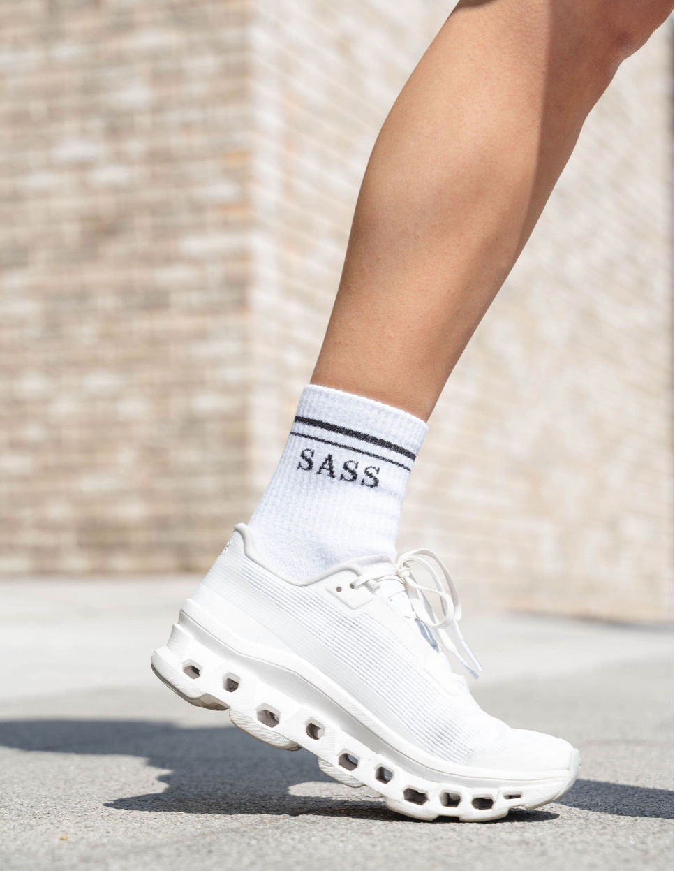 SASS Classic Crew Sock (White with Black Stripes) - Image 2