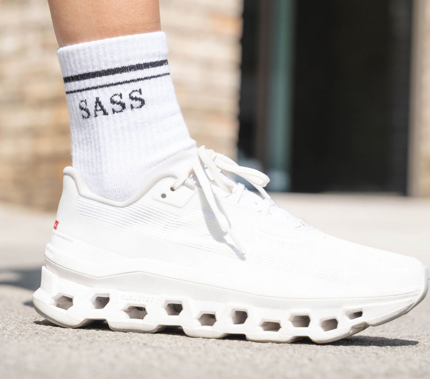 SASS Classic Crew Sock (White with Black Stripes) - Image 3